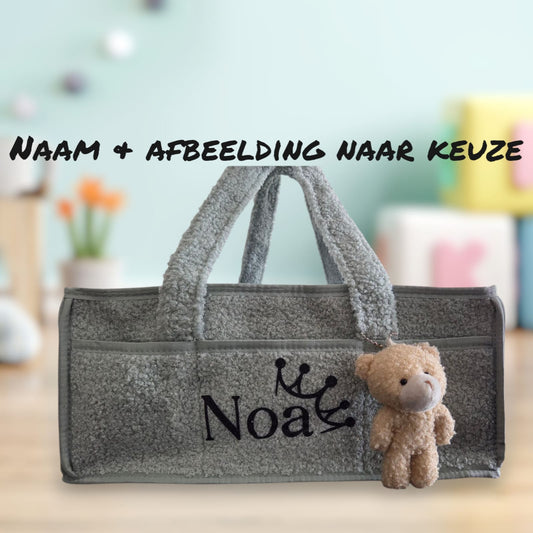 Luiertas van Teddy Stof – Gepersonaliseerd met naam